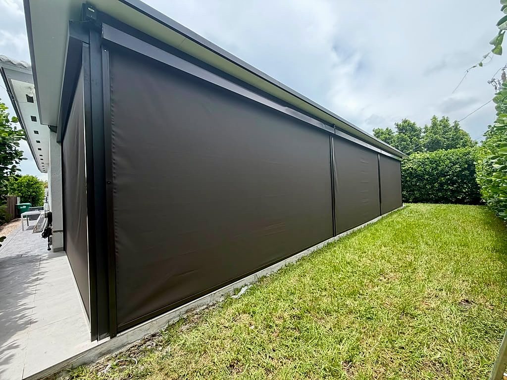 Bronze screens down the full side wall