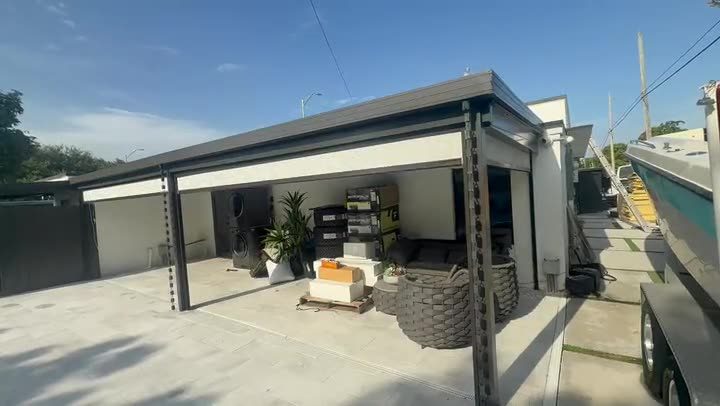 Ivory screens enclosing a patio, start to finish